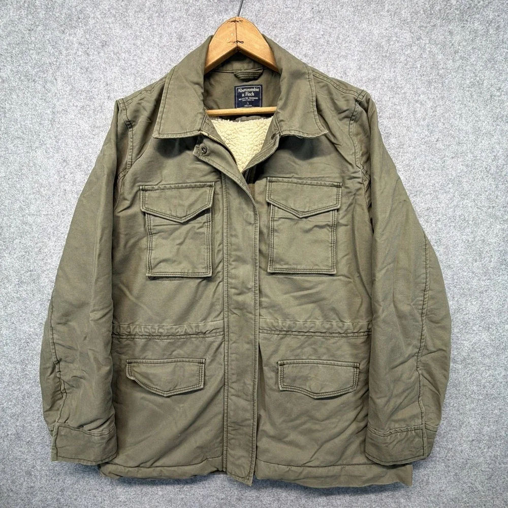 Vintage Abercrombie & Fitch Women's L Military M65 Field Jacket Parka Army Green